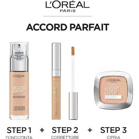 Base de maquillaje Accord Parfait de L'Oréal Paris - Base de maquillaje líquida - N.º 7d7w Ambre Doré
