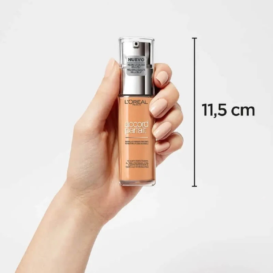 Base de maquillaje Accord Parfait de L'Oréal Paris - Base de maquillaje líquida - N.º 7d7w Ambre Doré