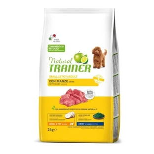 Natural Trainer Small&amp;Toy Adult cu carne de vită și orez – hrană completă pentru câini adulți de talie mică, 2 kg