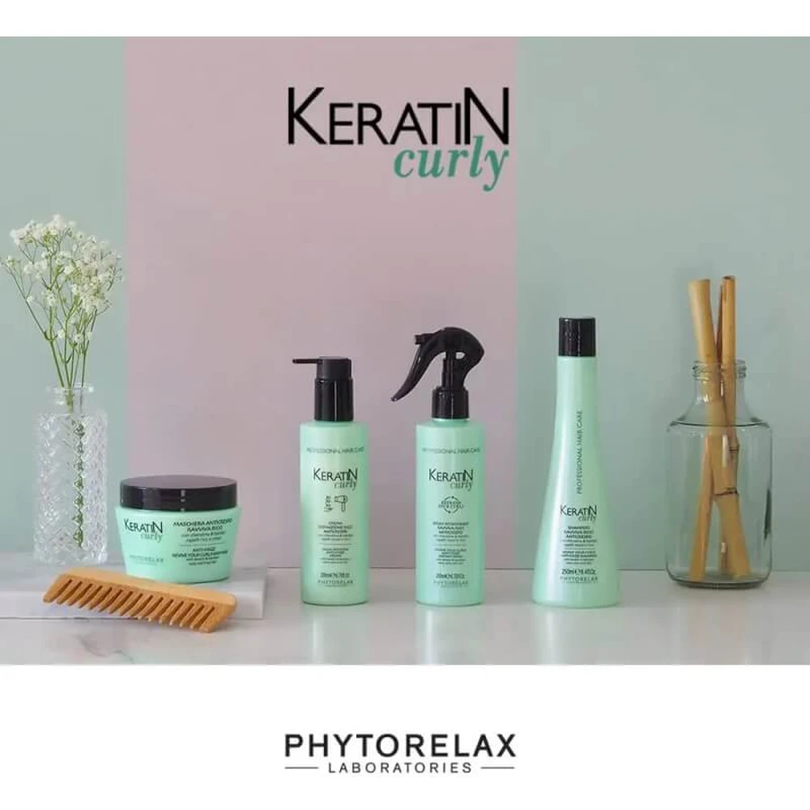 Phytorelax Keratin Curly - Shampooing revitalisant pour boucles, anti-frisottis, 250 ml