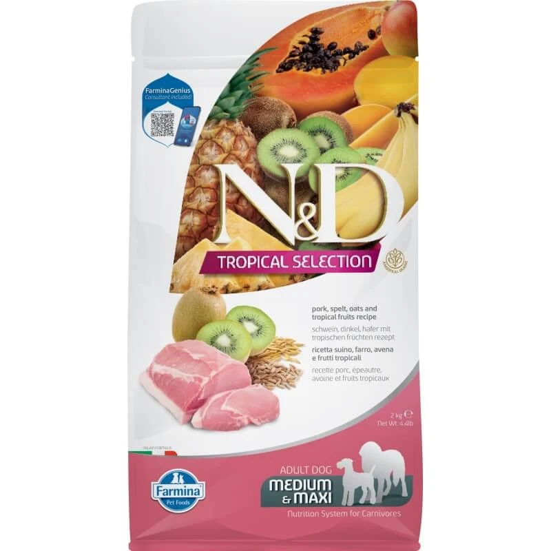 Farmina N&d Dog Tropical Selection Medium Maxi Pork – Alleinfuttermittel für ausgewachsene Hunde, 2 kg
