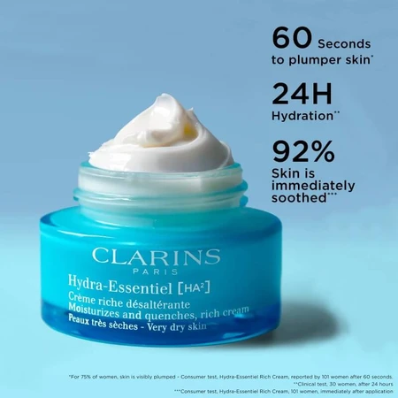 Clarins Hydra-Essentiel HA2 – cremă hidratantă bogată pentru tenul uscat, 50 ml