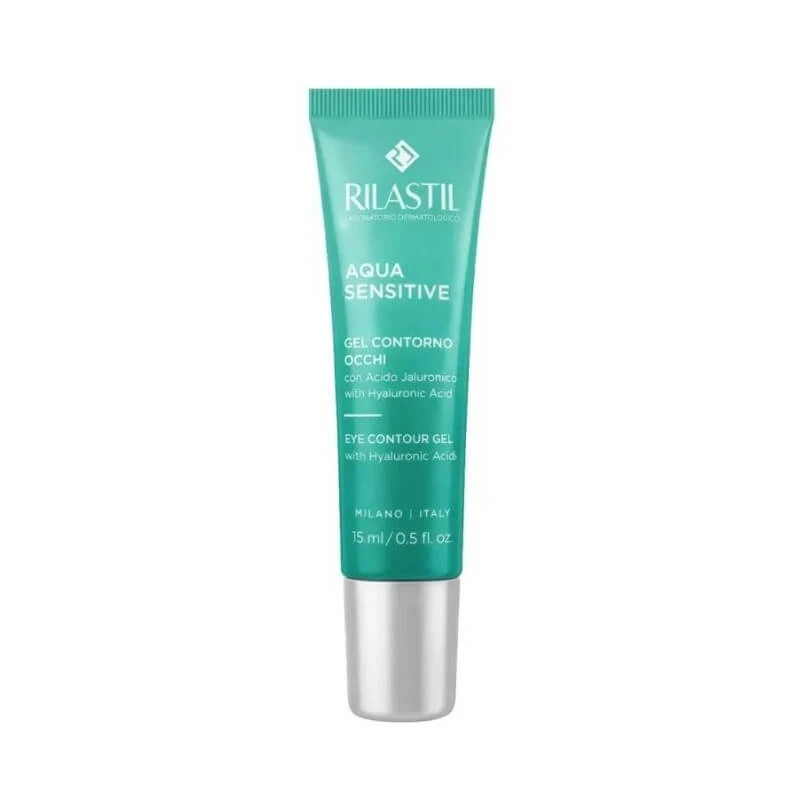 Rilastil Aqua Sensitive – Feuchtigkeitsspendendes Augengel zur Reduzierung von Schwellungen und Augenringen, 15 ml