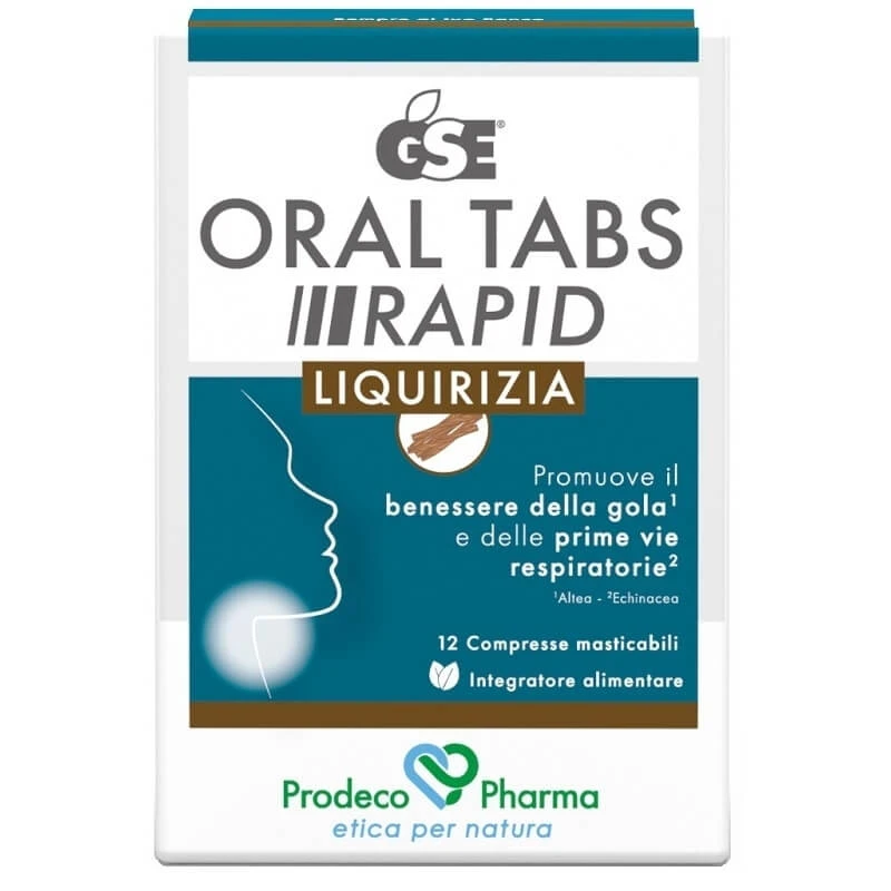 GSE Oral Tabs Rapid, mit Lakritzgeschmack, 12 Tabletten – ein Nahrungsergänzungsmittel für den Rachen und die Atemwege