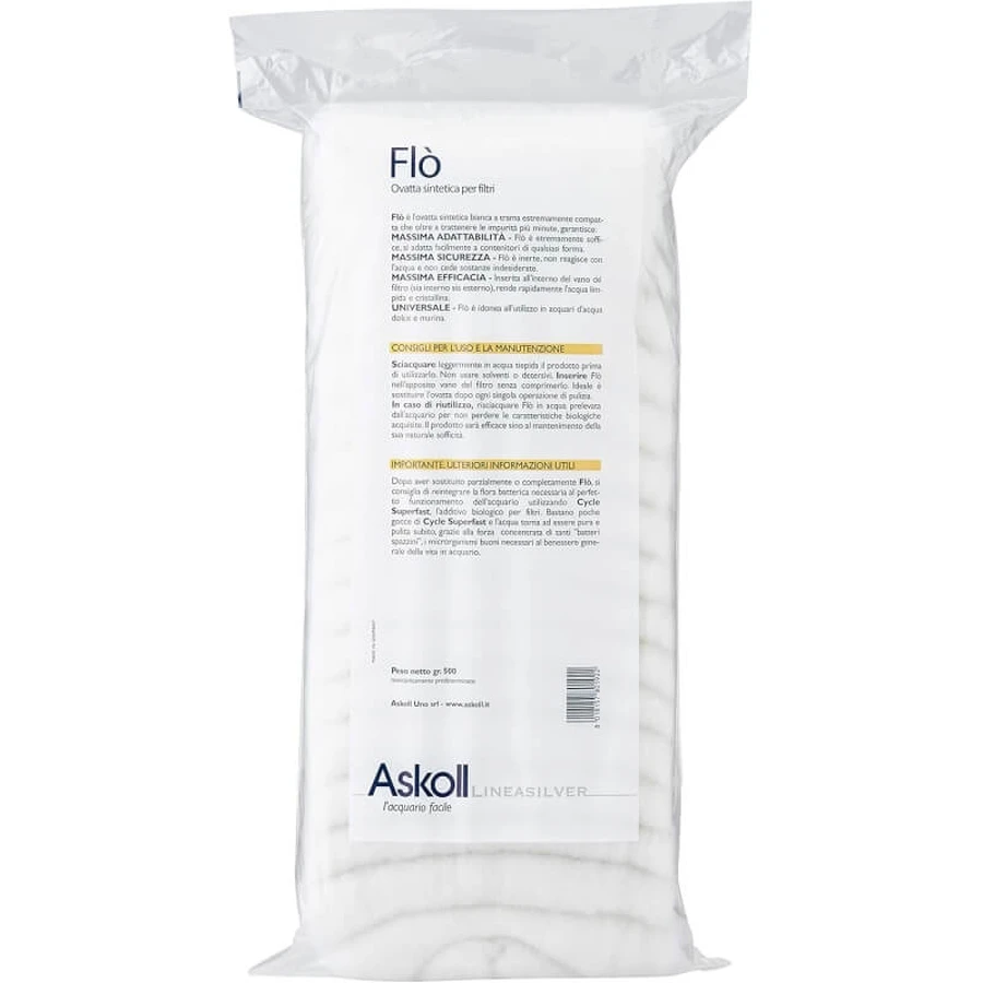 Askoll Flo - Versatile White Synthetic Filter Wool, 500 g