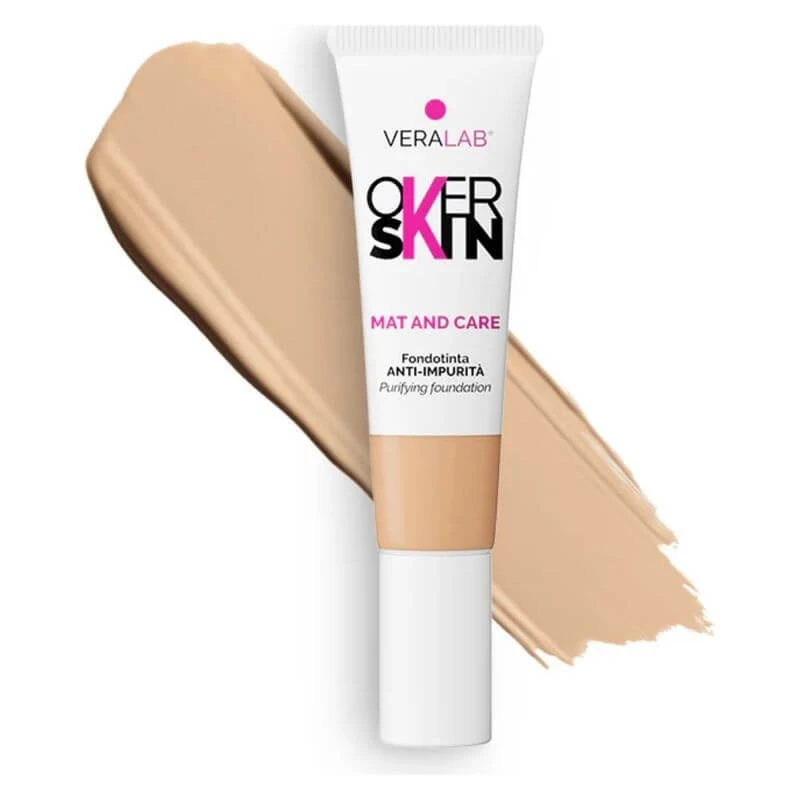 Veralab Overskin Mat and Care – Anti-Blemish-Foundation Nr. 6,5 Amber