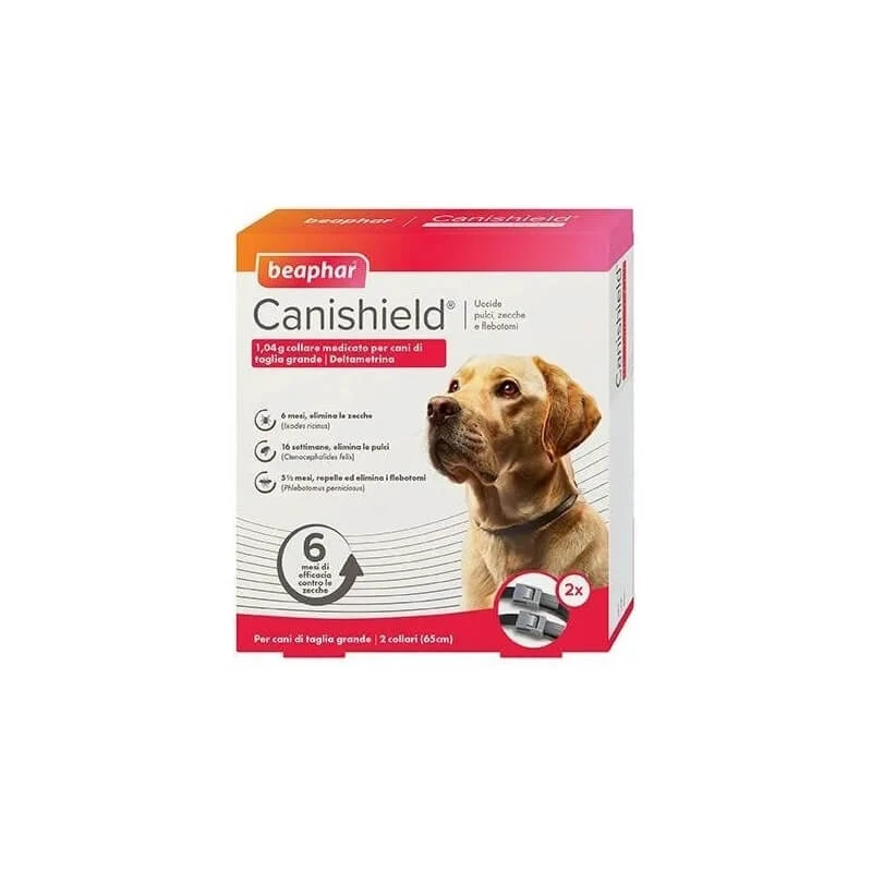 Beaphar Canishield – 2 Floh- und Zeckenhalsbänder (65 cm)