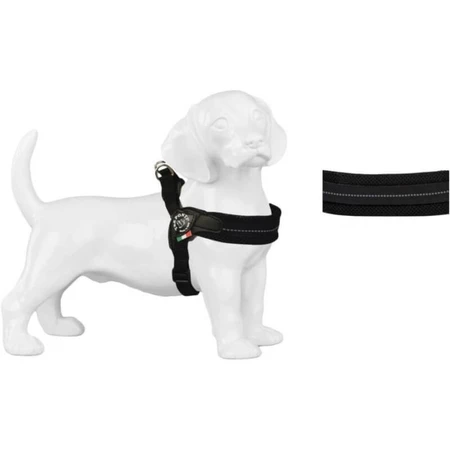 Tres correas de ajuste fácil: arnés ajustable de malla para el pecho y la circunferencia, color negro, talla 4