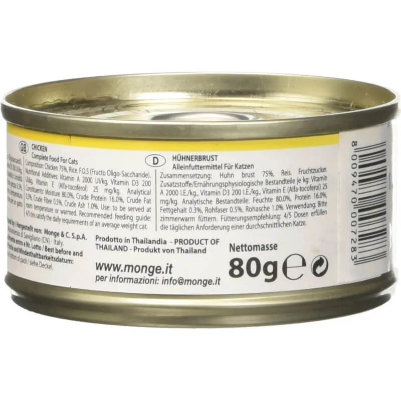Monge Delicate – Hähnchenbruststückchen für Katzen, 80 g