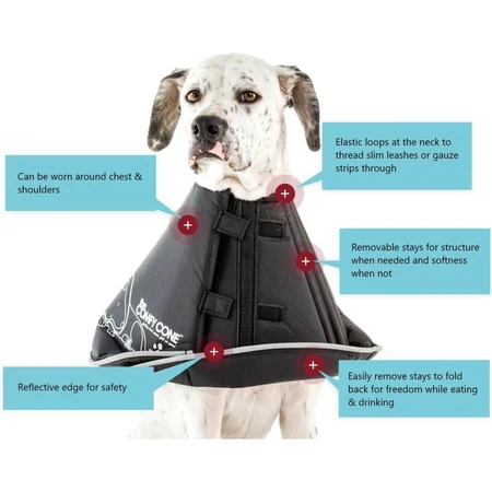 Candioli Comfy cone – zgardă elisabetană inovatoare, moale și reflectorizantă, pentru câini și pisici de talie mică, 14 cm