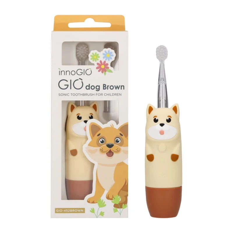 Innogio Gio Dog Brown – Schallzahnbürste für Kinder mit leuchtendem Bürstenkopf
