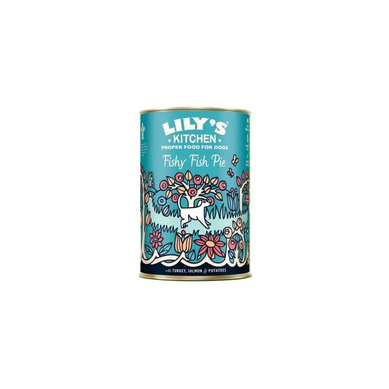 Lily's Kitchen „Fishy Fish Pie“ mit Putenfleisch, Lachs und Kartoffeln – Alleinfuttermittel für erwachsene Hunde, 400 g