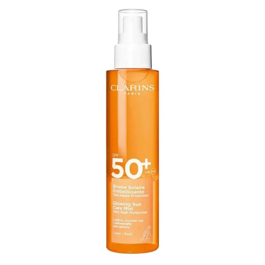 Clarins Sonnenschutz-Körperspray LSF 50+, verschönerndes und strahlendes Sonnen-Mist, sehr hoher Schutz, 150 ml