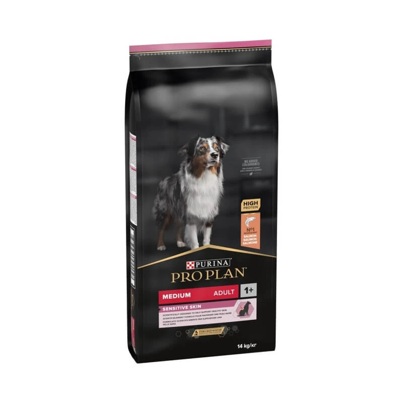 Purina Pro Plan Sensitive Skin Lachs – Alleinfuttermittel für ausgewachsene mittelgroße Hunde mit empfindlicher Haut, 14 kg