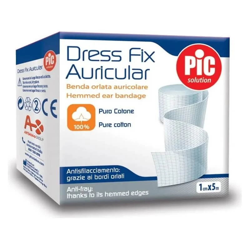 Ohrbandage aus reiner Baumwolle mit Saum, Dress Fix Auricular, 1 x 500 cm
