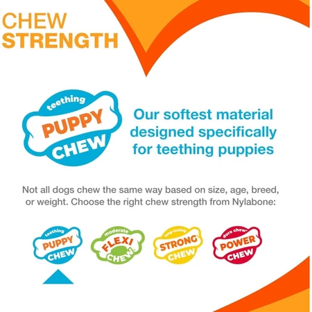 Nylabone Puppy teething keys – chei de ros pentru pui, pentru perioada de dentiție, cu aromă de șuncă, mărime medie