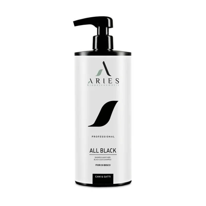Aries Biopetcosmetic All Black – Professionelles Bio-Shampoo für Hunde und Katzen mit schwarzem und dunklem Fell, 1 l