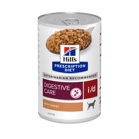 Hill’s Prescription Diet pentru câini – Digestive Care i/d cu curcan – hrană umedă pentru câini cu probleme gastrointestinale, 360 g