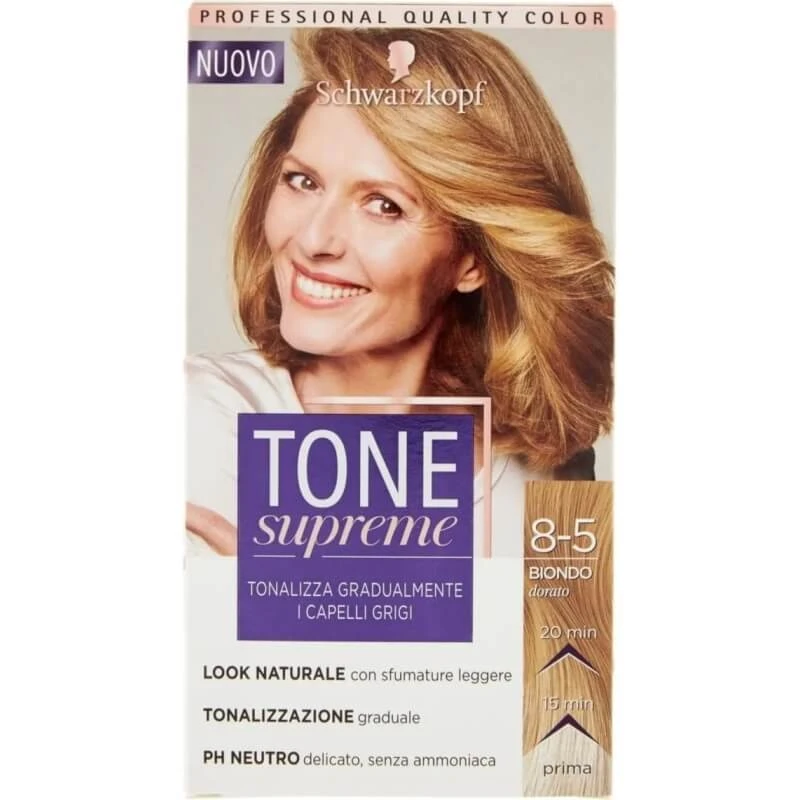 Schwarzkopf Tone Supreme – Tönungscreme für graues Haar, 8-5 Goldblond