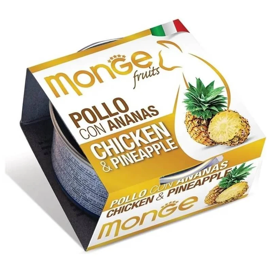 Monge Fruits - pui cu ananas, hrană umedă pentru pisici, 80 g