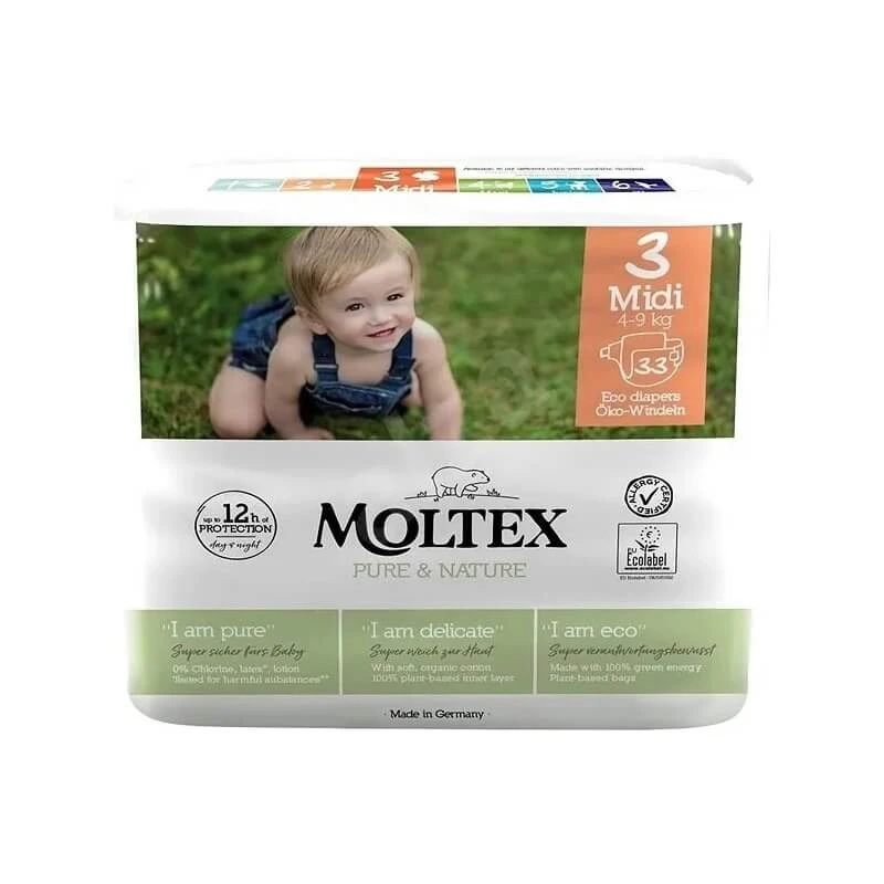 Moltex Pure&nature – Größe 3 Midi (4–9 kg) 33 Windeln