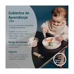 Set Suavinex Selection de tacâmuri evolutive pentru diversificare, din oțel, cu mâner din silicon, pentru copii de 6 luni și peste – culoare verde