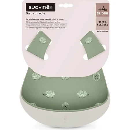 Suavinex Selection Color Essence 4m+ - 2 baberos de silicona - Verde