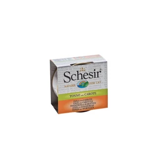 Schesir Tonnetto con zanahorias en caldo de cocción - Comida húmeda para gatos adultos, 70 g