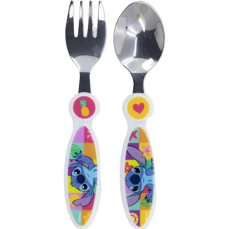 Stor 2-teiliges Edelstahl-Besteckset mit Ziernähten