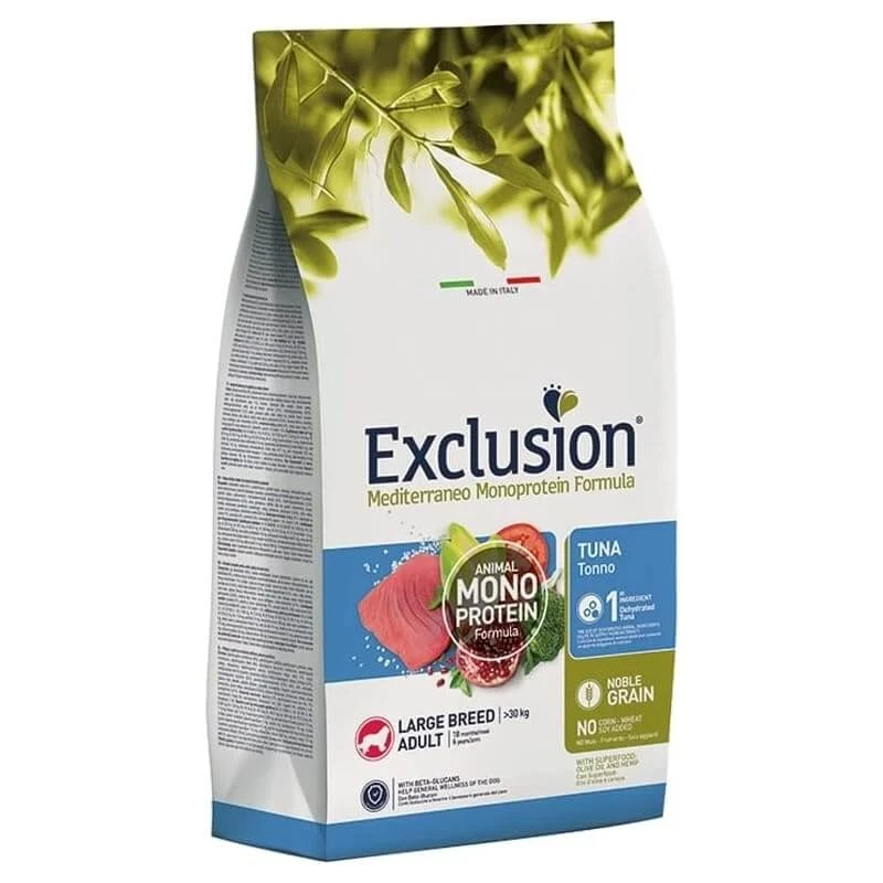 Exclusion Mediterraneo Single-Protein-Futter für ausgewachsene Hunde großer Rassen mit Thunfisch – Alleinfuttermittel für ausgewachsene Hunde großer