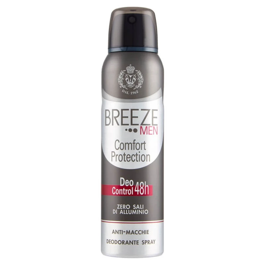 Breeze Comfort Protection Deo Control - Desodorante en spray de 48 horas, que no deja manchas y sin aluminio, 150 ml