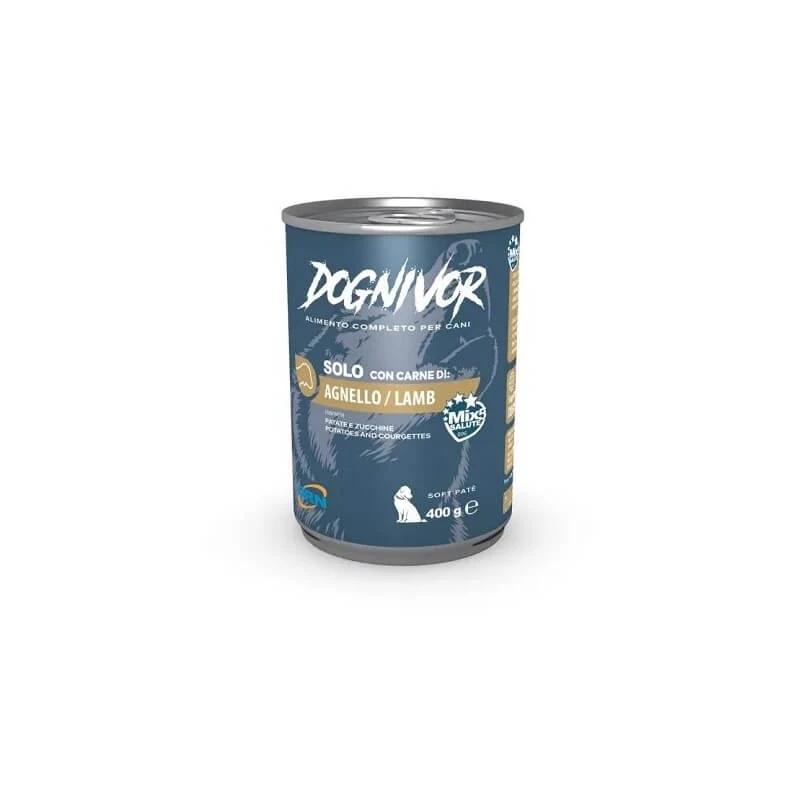 Drn Dognivor Lamm, Kartoffeln und Zucchini – Alleinfuttermittel für Hunde mit einer einzigen Proteinquelle, 400 g