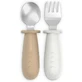 Suavinex Selection Set mit verstellbarem Entwöhnungsbesteck, Edelstahl mit Silikongriffen, ab 6 Monaten – Beige