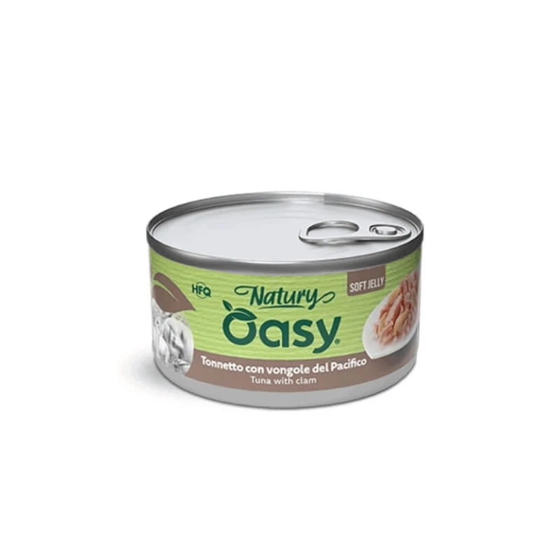 Oasy Wet Cat Natury Soft Jelly Thunfisch mit Venusmuscheln – Ergänzungsfuttermittel für ausgewachsene Katzen, 150 g