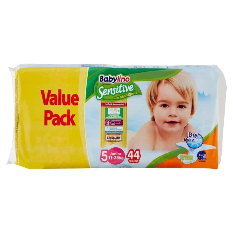 Babylino Sensitive – 44 Windeln der Größe 5 (11–16 kg)