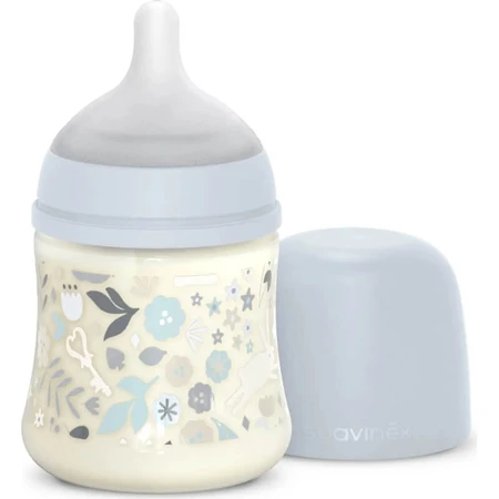 Suavinex Wonderland - Biberón de flujo lento de 150 ml - estampado Liberty en azul claro
