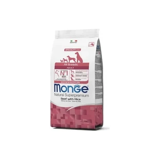 Monge Natural Superpremium droogvoer voor alle rassen (volwassen honden), rundvlees en rijst, 12 kg