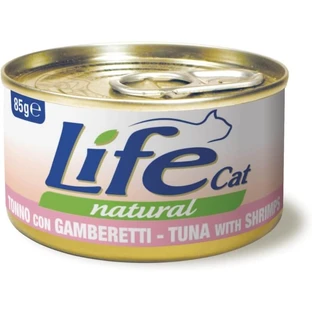 Life Petcare Life Cat Natural ton și creveți – hrană umedă pentru pisici, 85 g
