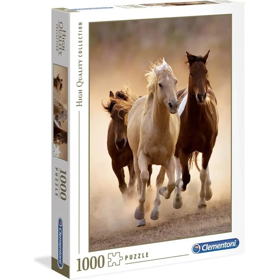 Puzzle Clementoni „Running horses” pentru adulți, de 1000 de piese