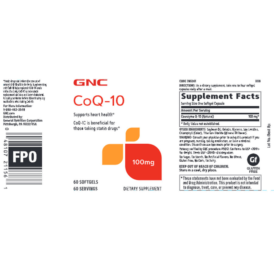 Coenzima Q-10 Naturală, 400 mg, 60 capsule, GNC