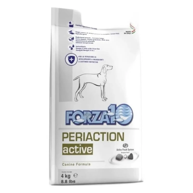 Forza10 Forza 10 Periaction Active mit Fisch – Alleinfuttermittel für erwachsene Hunde mit Nahrungsmittelunverträglichkeiten, 4 kg
