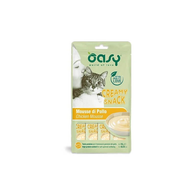Oasy Creamy Snack – Hühnermousse für Katzen, 4 Sticks à 15 g