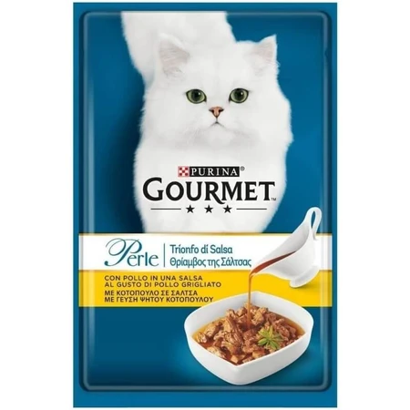 Purina Gourmet Perle „Triumf” cu sos de pui – hrană completă pentru pisici adulte, 85 g