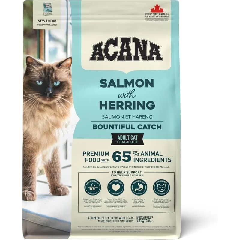 Acana Bountiful Catch Lachs und Hering – Alleinfuttermittel für ausgewachsene Katzen, 1,8 kg