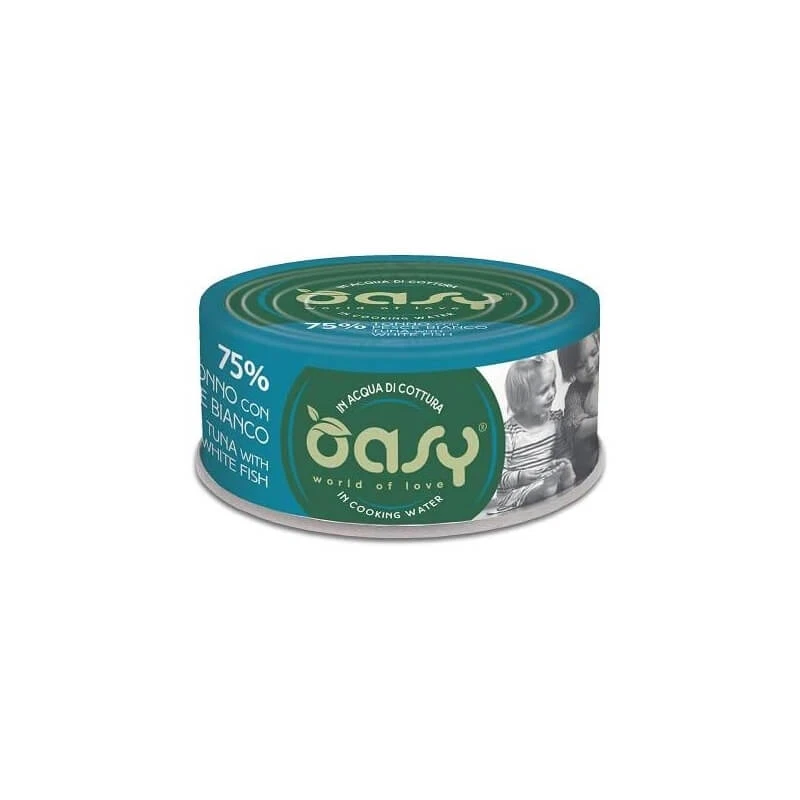 Oasy Cat „More Love“ Thunfisch mit Weißfisch – Ergänzungsfuttermittel für ausgewachsene Katzen, 70 g