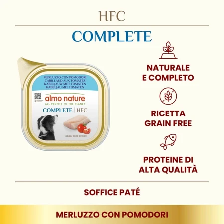 Almo Nature HFC Complete Cod and Tomatoes - Complete Dog Food, 150 g