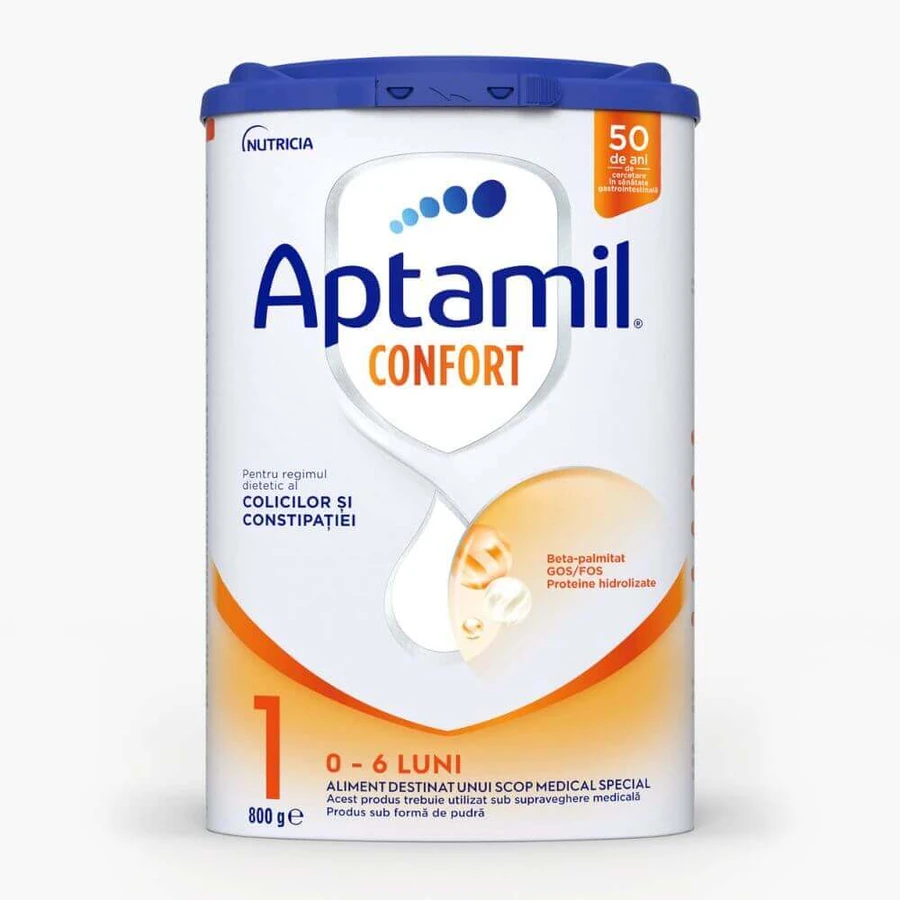 Lapte praf Aptamil Confort 1, 0-6 luni, 2x800 g, Nutricia 