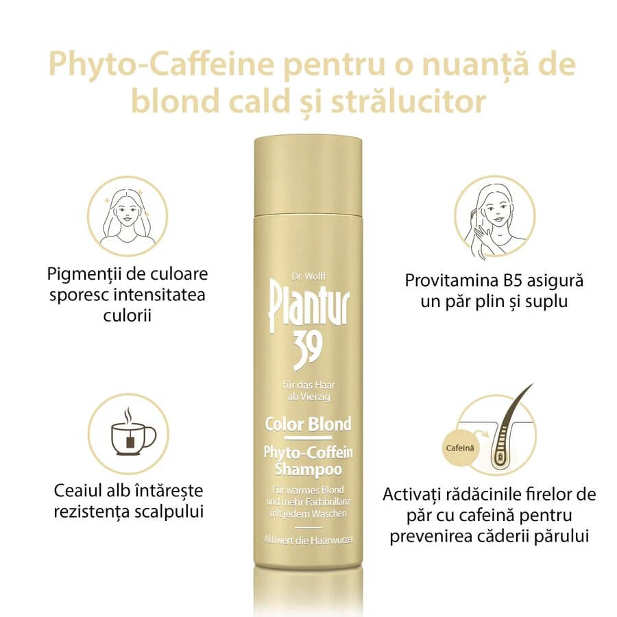 Sampon colorant Color Blonde Phyto-Caffeine Plantur 39, 2x250 ml, Dr. Kurt Wolff
