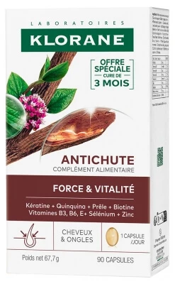 Klorane gegen Haarausfall – Kraft und Vitalität, 90 Kapseln