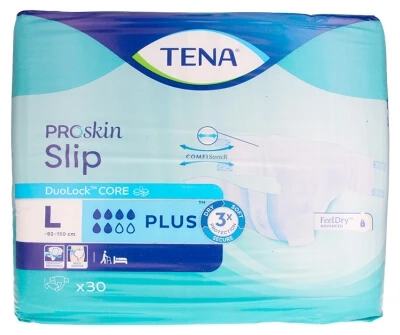 Tena ProSkin Slip Plus, 30 Einlagen mit vollständiger Abdeckung